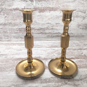 Vintage Brass Candlestick Holders: Classic Taper Candle Decor, Set of 2