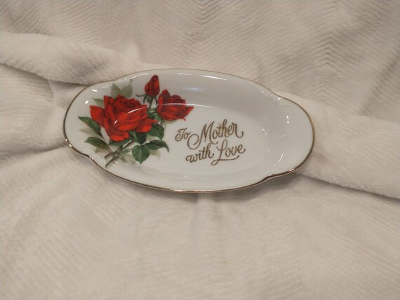 Red Rose Trinket Dish | Gold Edged Mother's Gift,… - image 2