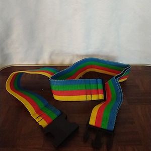 Vintage Rainbow Luggage Strap: Adjustable Woven Travel Accessory