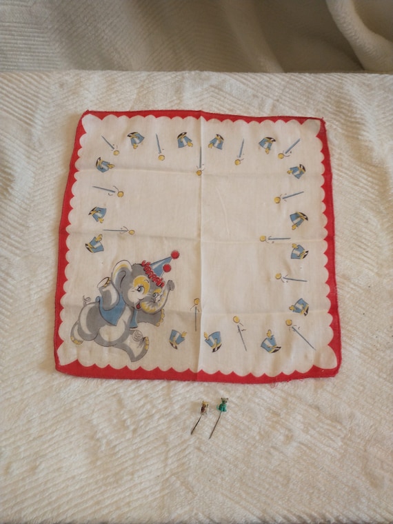 Children's Elephant Handkerchief w/ 2 CUTE Vintag… - image 1