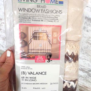 NOS Boho Embroidered Burlap Valance: 70s Retro Floral Window Treatment