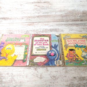 Sesame Street Golden Books Lot of 3 | &quot;The Monster at the End of this Book&quot;&quot; Bert&#39;s Hall of Great Inventions&quot;&quot;I Can&#39;t Wait Until Christmas&quot;