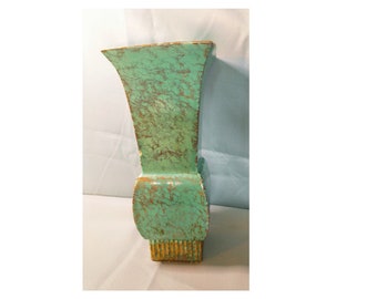Enchanto Calif 602 Pottery Vase: Mid-Century Modern Aqua Square Vase