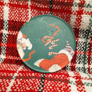 Metal Set of 6 Animal Christmas Coasters | Retro Metal Christmas Drink Coaster Set | Vintage Coaster Set | Vintage Cat and Dog Christmas Set