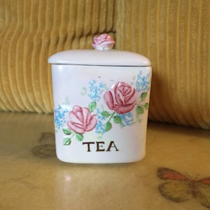 Floral Ceramic Tea Canister: Vintage Japan Tea Jar with Lid