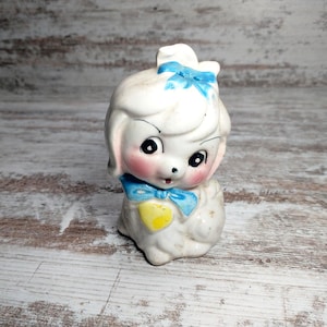 Vintage Lefton Mr. Toodles Poodle Shaker: Blue Ceramic Figurine