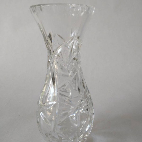 Lead Crystal Etched Cut Glass Vase Etsy