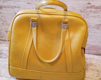 American Tourister Mustard Yellow Vintage Carry On Luggage : 1960s Mod Travel Luggage