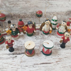 Wooden Christmas Ornament Collection | Vintage Holiday Ornaments | Vintage Christmas Ornaments Set of over 30 Wooden Ornament Figurines RARE