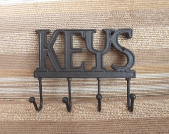 Vintage Cast Iron Key Holder with Hooks: Housewarming Decor