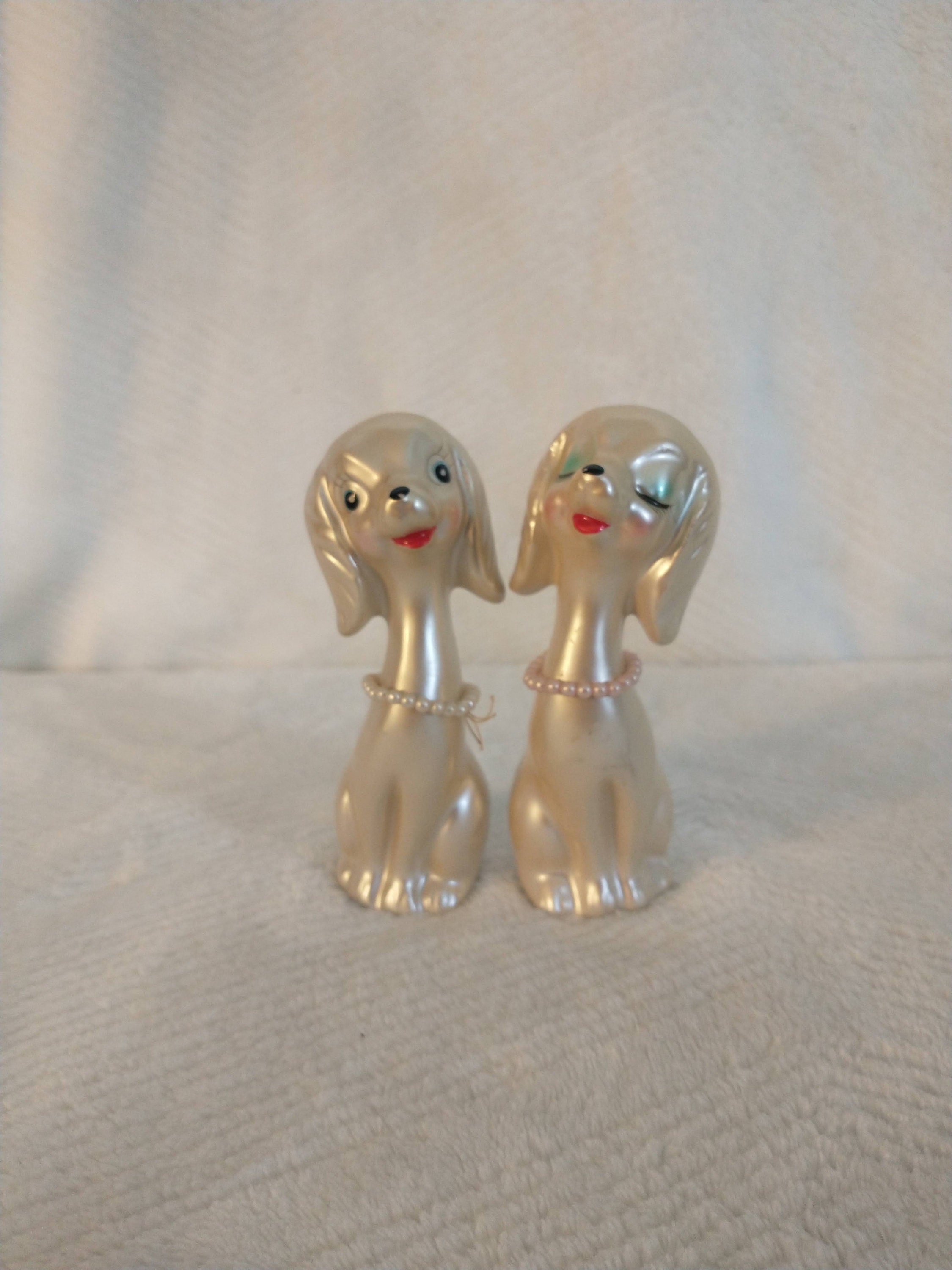 Vintage Pearlized Poodle Salt & Pepper Shakers Longnecked Etsy