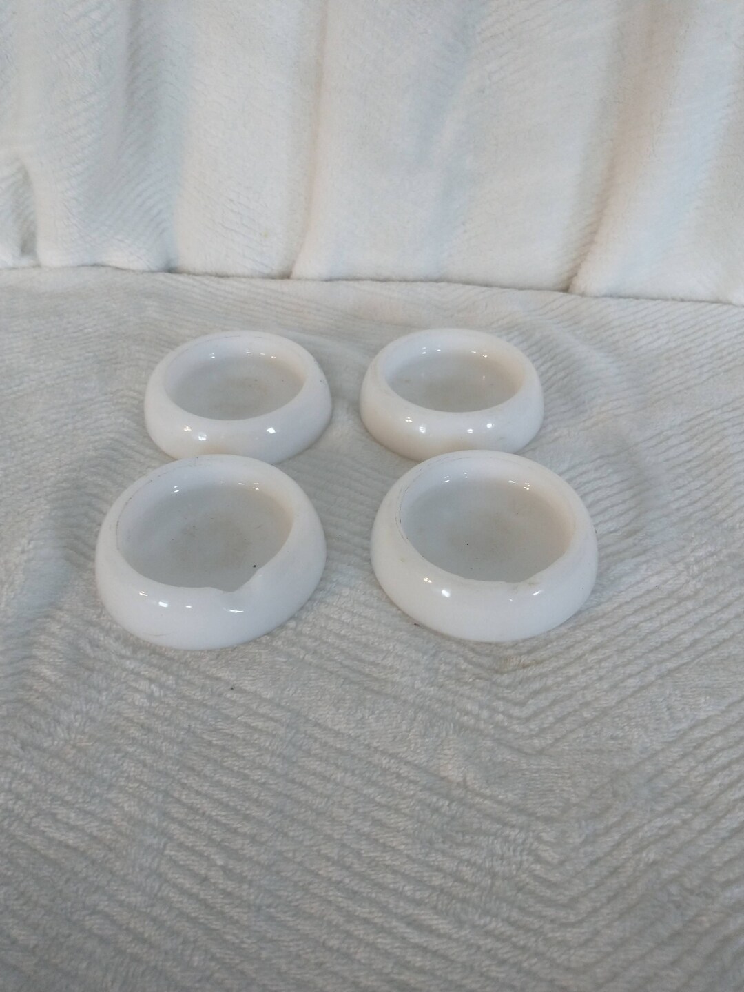 Vintage Milk Glass Caster Cups Vintage Furniture Caster Caps Etsy