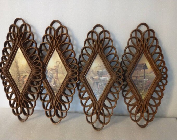 Rattan Wood Look Flower Wall Art Vintage Wicker Look Flower Decor ...