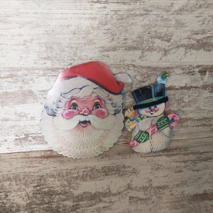 Lot of 2 Christmas Cutouts | Retro Christmas Cutouts | Vintage Christmas Decor | 1970s Winter/Christmas Decor | Vtg Santa Claus Cardboard