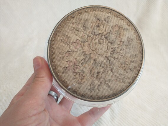 Glass Trinket Box with Mirrored Embroidered Lid |… - image 3