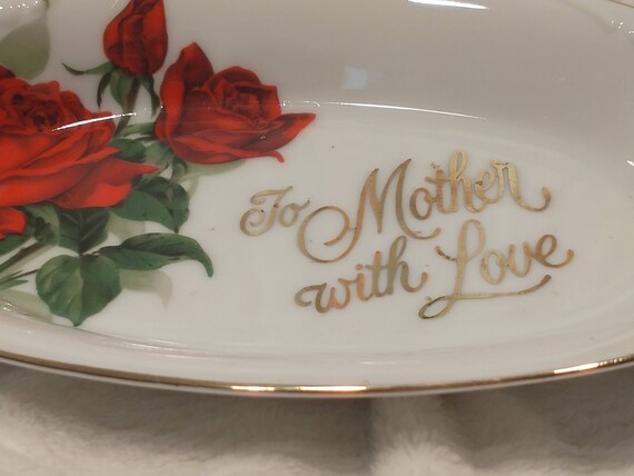 Red Rose Trinket Dish | Gold Edged Mother's Gift,… - image 3