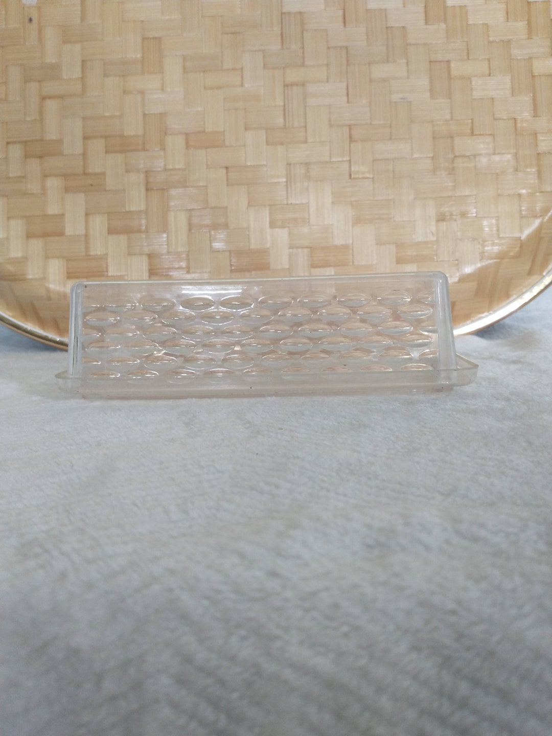 Clear Textured Acrylic Butter Dish Vintage Plastic Butter Dish Vintage