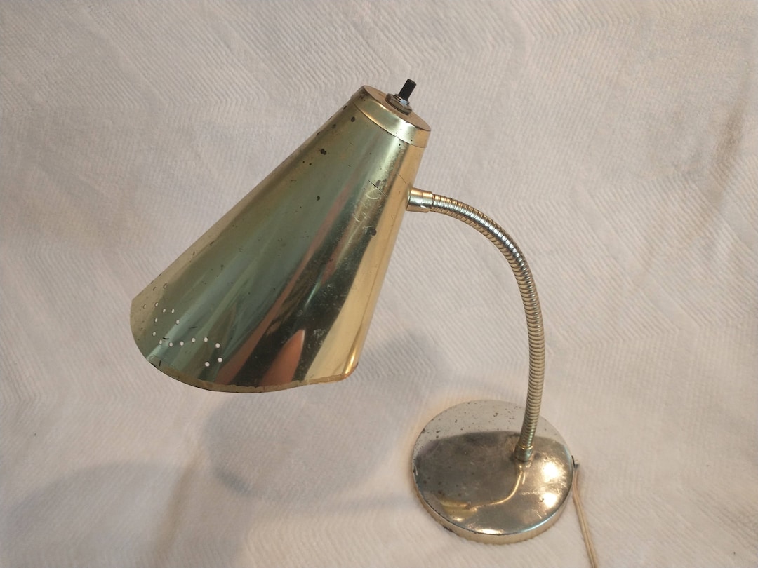 Atomic Era Desk Lamp Vintage Gold Lamp Vintage MCM Space Etsy