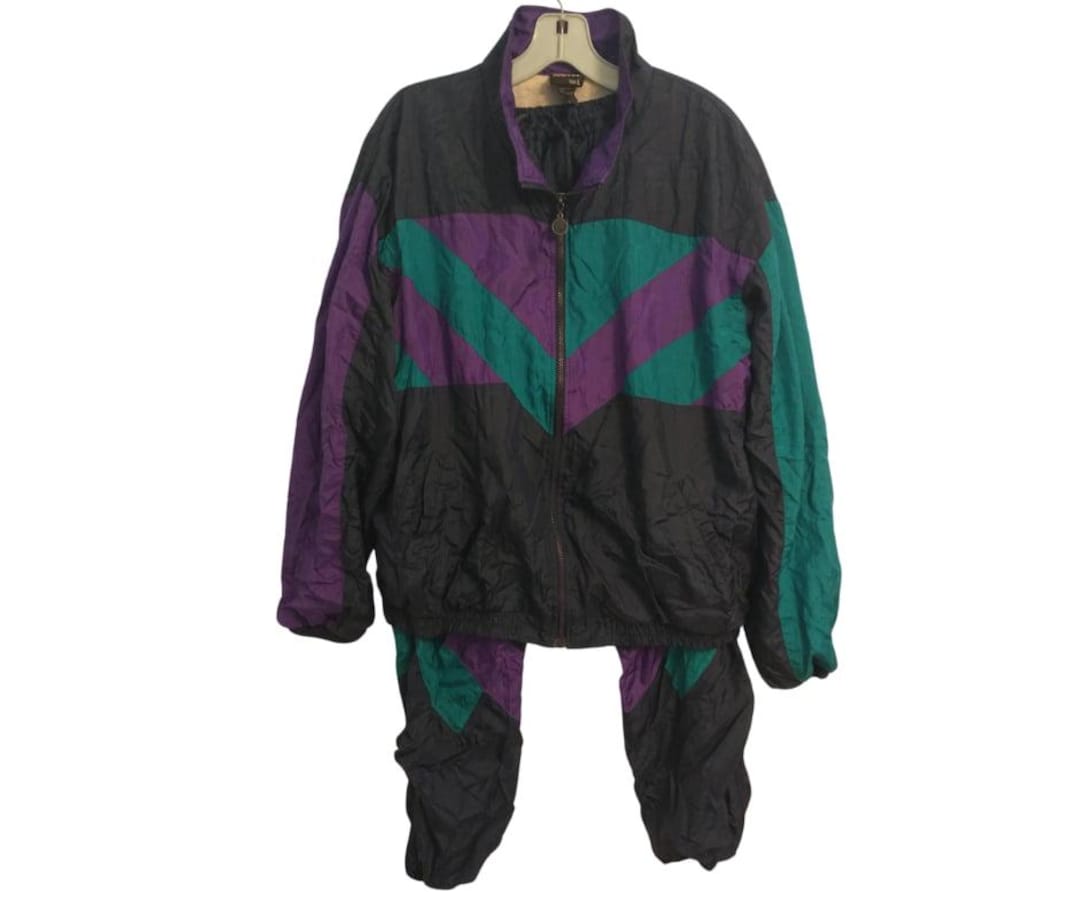 90s Wind Suit | Vtg 80s Track Suit | Purple, Aqua & Black 90s Wind Suit | Vtg 80s Track Suit | Purple, Aqua & Black