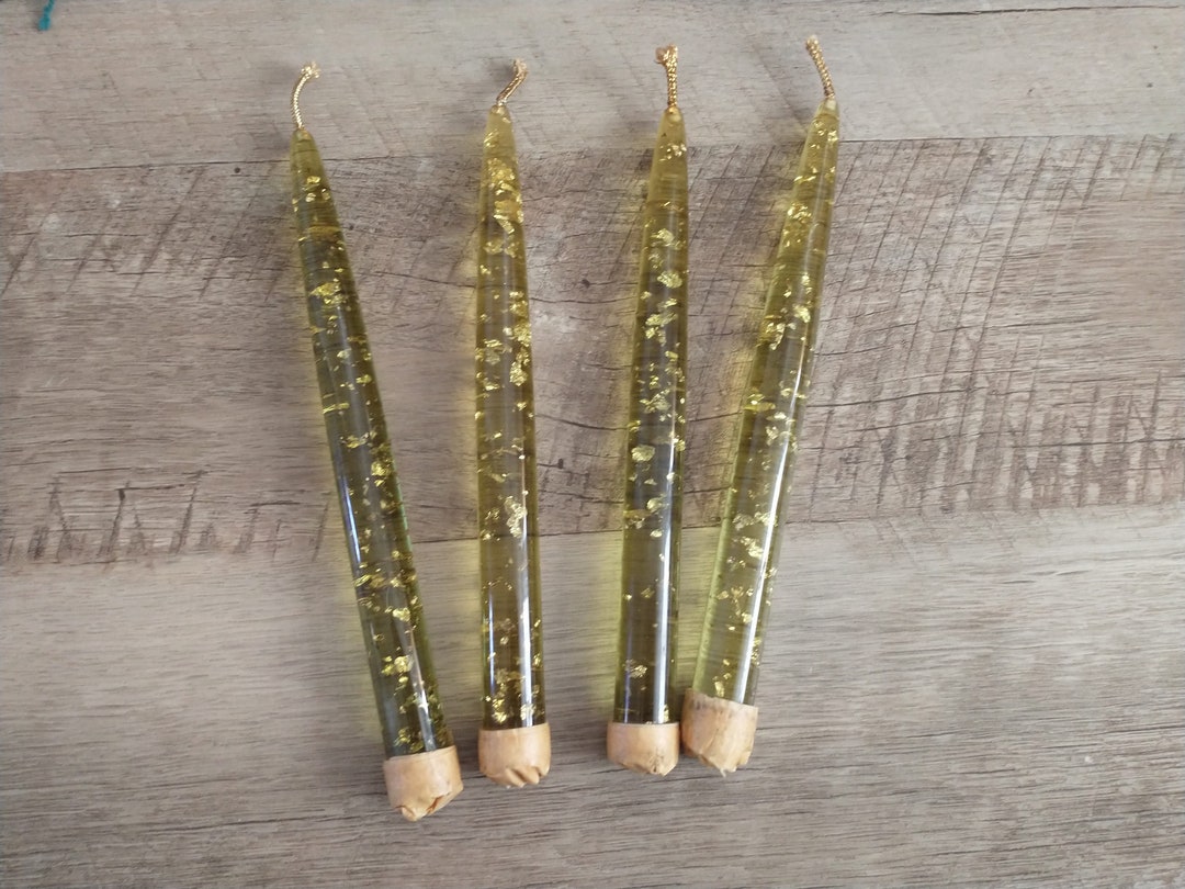 4 7 Yellow and Gold Lucite Candles Lucite Taper Etsy