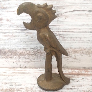 Cast Iron Parrot Bottle Opener | Antique Cast Iron Brass Colored Bottle Opener in the Shape of a Parrot | Pirate Themed Bottle Opener RARE*