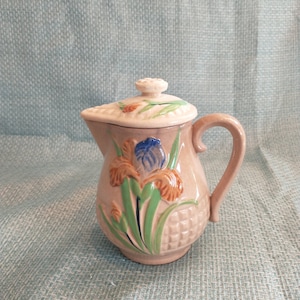Vintage Floral Japan Pitcher: Hand-Painted Ceramic with Lid