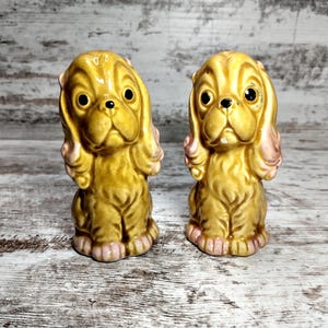 Vintage Blonde Spaniel Dog Salt and Pepper Shakers - Japan
