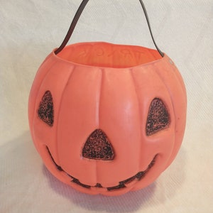 Vintage Halloween Pumpkin Bucket: Retro Plastic Candy Pail
