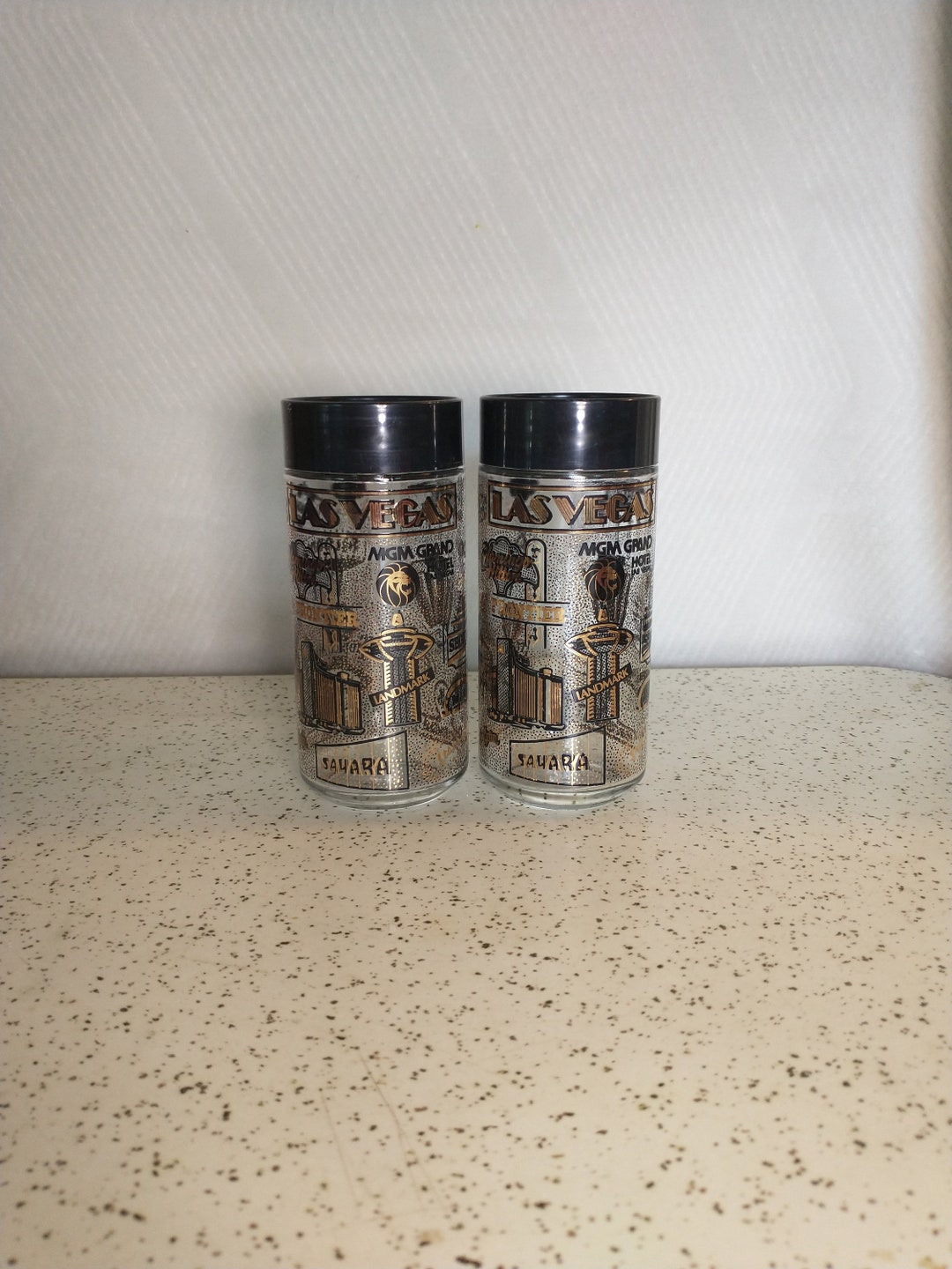 Fremont Street Old Vegas 1960s Starburst MCM Salt and Pepper Shaker Set