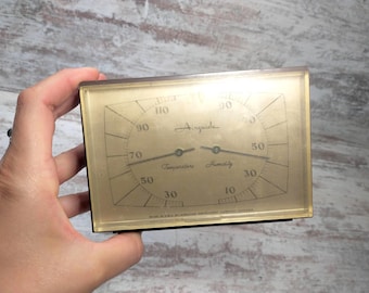 Vintage Airguide Thermometer: Gold & Wood-Look Indoor Climate Gauge