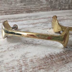 Vintage Gold Drawer Pulls: Mid Century Modern Handles - Set of 2