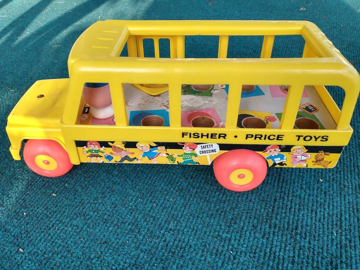 Vintage Fisher Price School Bus With Turning Bus Driver - Etsy Vintage Fisher Price School Bus With Turning Bus Driver - Etsy