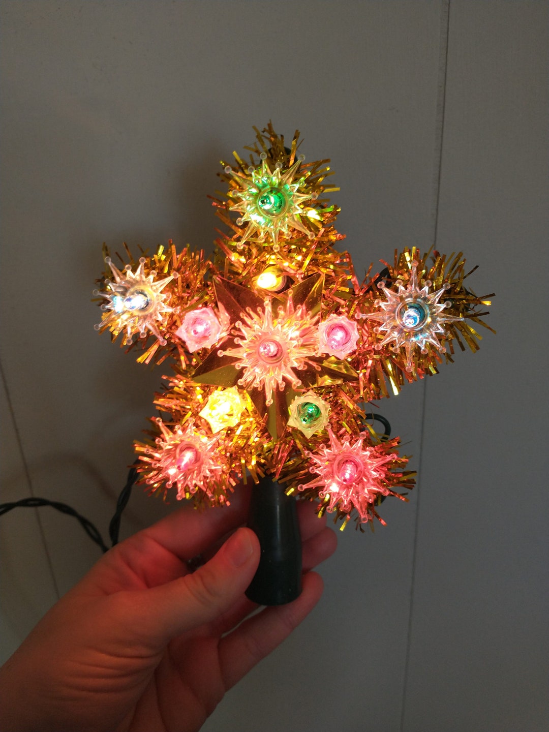 Tinsel Christmas Tree Topper Original Gold Vintage Tree Etsy