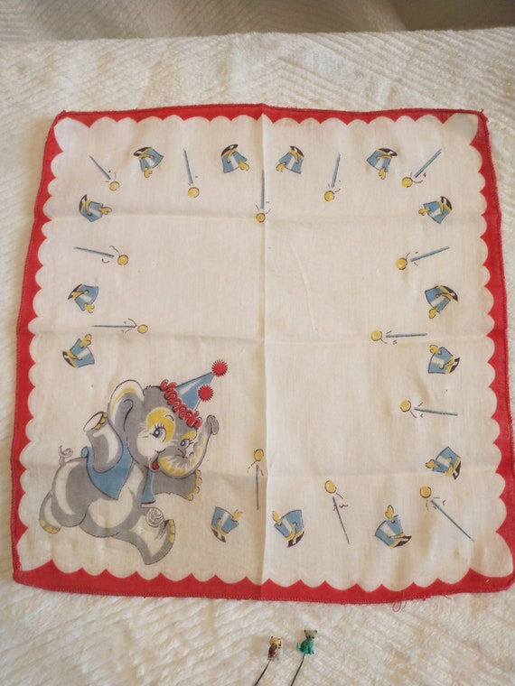 Children's Elephant Handkerchief w/ 2 CUTE Vintag… - image 3