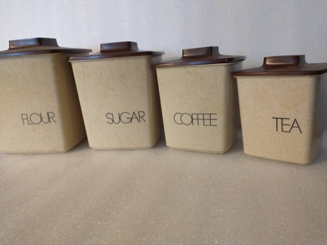 Brown 1980 Square Canister Set Retro Brown Canister Set With Lids Vntg