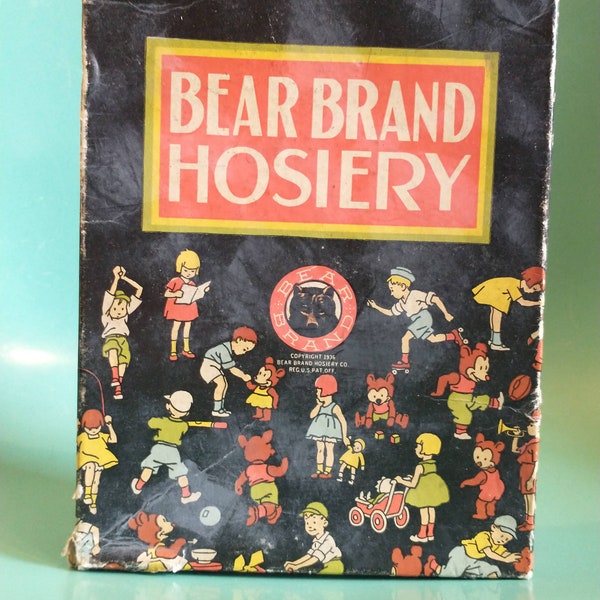 Bear Brand Hosiery Ephemera | Vintage Childrens' Ephemera | Vintage Childrens' Hosiery Box | Vintage Product Box Memoribilia RARE****