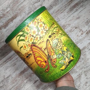 Vintage Charles Chips Music Box Tin: Mushroom Elf Design
