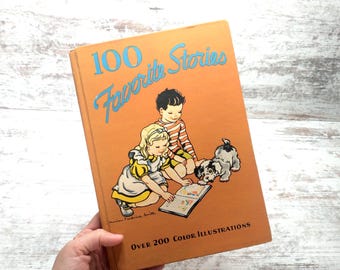 1940s "100 Favorite Stories" Children's Book: Vintage Ephemera for Scrapbooking