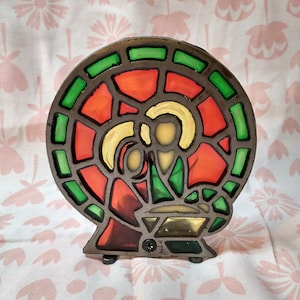 Vintage Stained Glass Nativity Candle Holder: Holy Family Tea Light