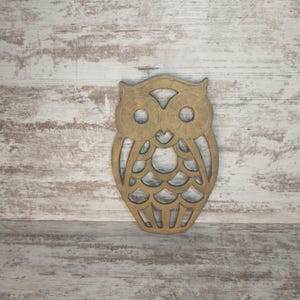 Brass Owl Trivet | Vintage Owl-Shaped Trivet | Brass Metal Trivet with Patina  | Vtg Kitchen Decor | Brass Owl Trivet RARE