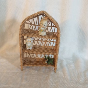 Vintage Miniature Wicker Shelf: Boho Doll or Plant Display (5x7)
