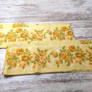 Vintage Floral Pillow Cases: Yellow Rose Lace Edged Set