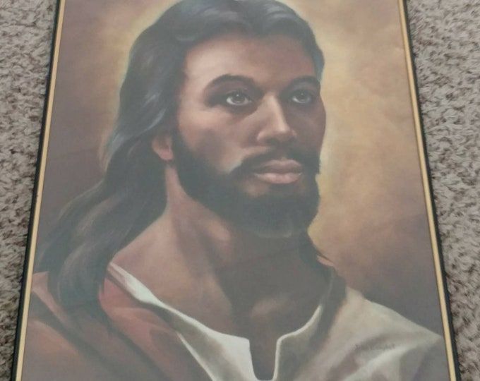Vintage black Jesus Print by John Campbell Vintage Religious Art
