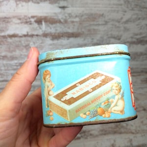 Vintage Nabisco Cookie Tin: Victorian Lady Lithograph, Farmhouse Decor