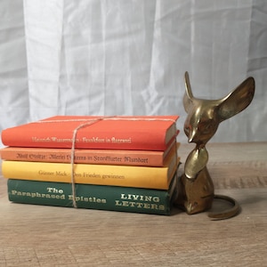 Vintage Rainbow Book Stack: Colorful Shelf Decor