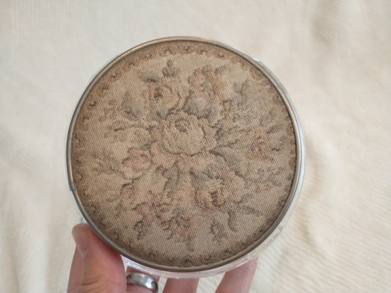 Glass Trinket Box with Mirrored Embroidered Lid |… - image 4