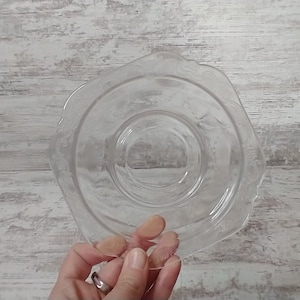 Vintage Clear Glass Dessert Plate: Square Tea Party Serving Dish