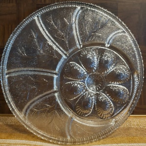 Indiana Clear Glass Egg/Divided Plate | Vtg Clear Indiana Glass Deviled Egg Plate | Deviled Egg Plate Indiana Glass | Charcuterie Board Gift