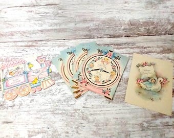Vintage Baby Congratulations Cards: Scrapbooking Ephemera (Set of 6)