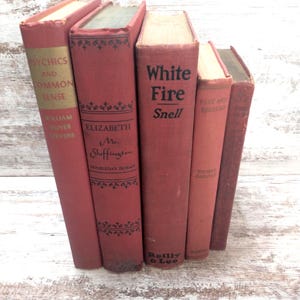 Vintage Red Book Stack: Decorative Display Books